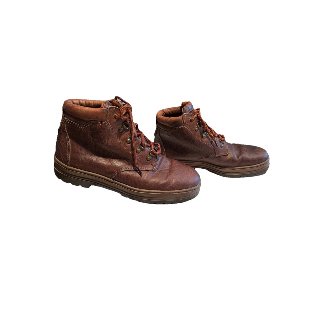 timberland boots men 11 Waterproof Brown Treated Leather Lightly Worn Working